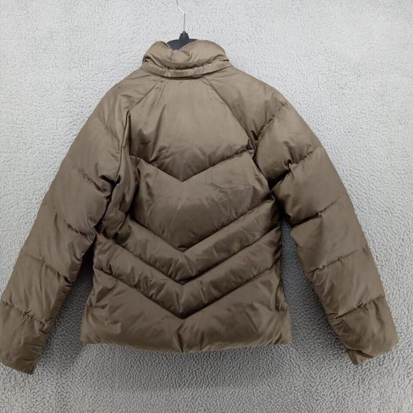 Nike Jacket Womens Small 4/6 Taupe Tan Puffer Down Insulated Fitted Fleece Lined - Picture 4 of 9